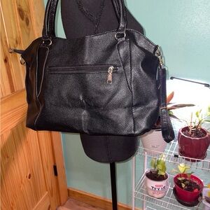 Elegant Black Leather Tote Bag